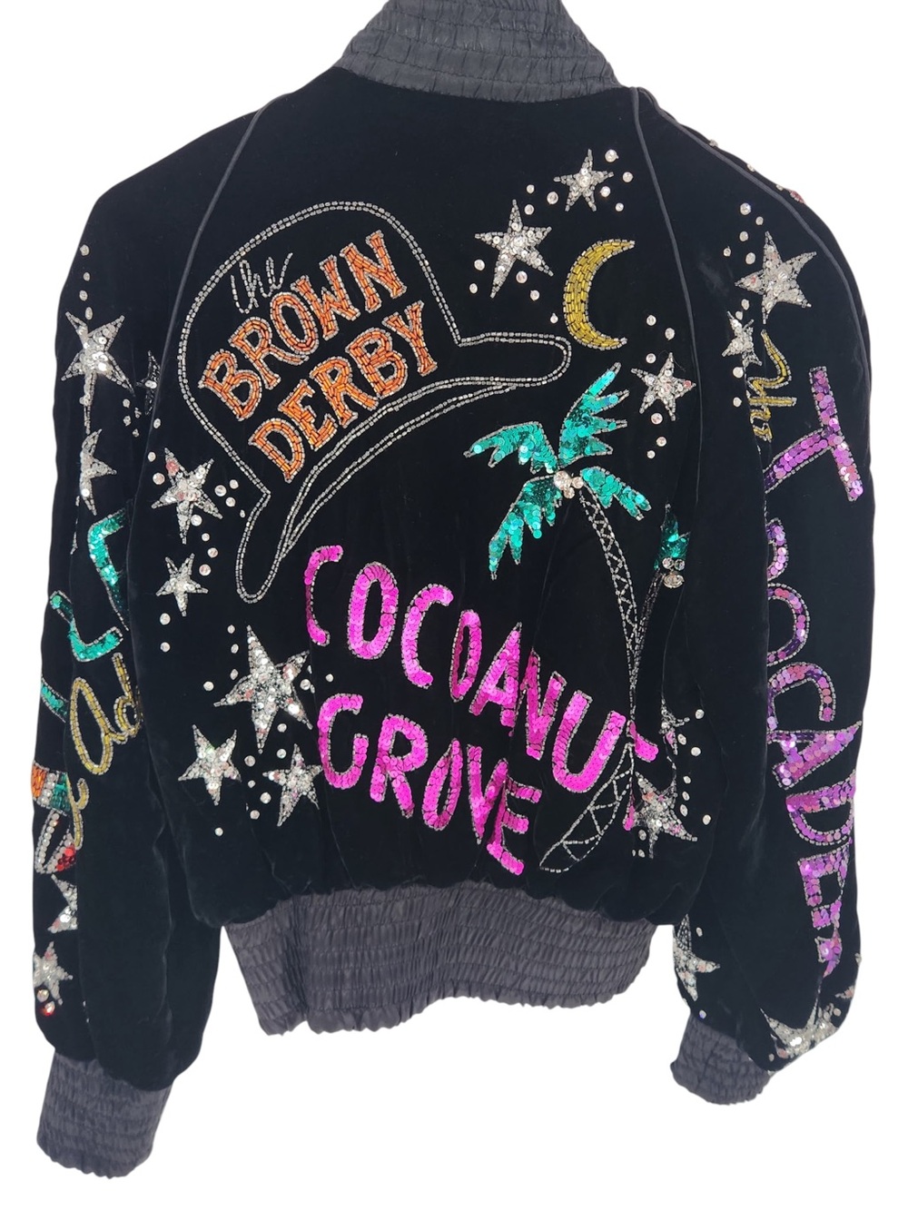VTG 80s Bob Mackie Sequin Jacket Old Hollywood Mocambo Earl Carroll Velvet M - Picture 3 of 15